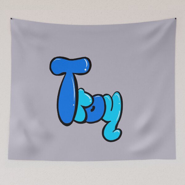 Item preview, Troy name in blue graffiti calligraphy Top 10 best personalised gifts for boys designed and sold by Artonmytee.