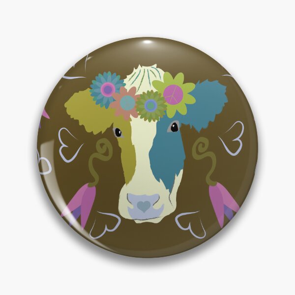 Item preview, Happy Holstein Olive & Teal on Brown designed and sold by Digitalmyth's Designs.