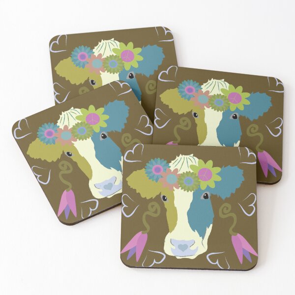 Item preview, Happy Holstein Olive & Teal on Brown designed and sold by Digitalmyth's Designs.