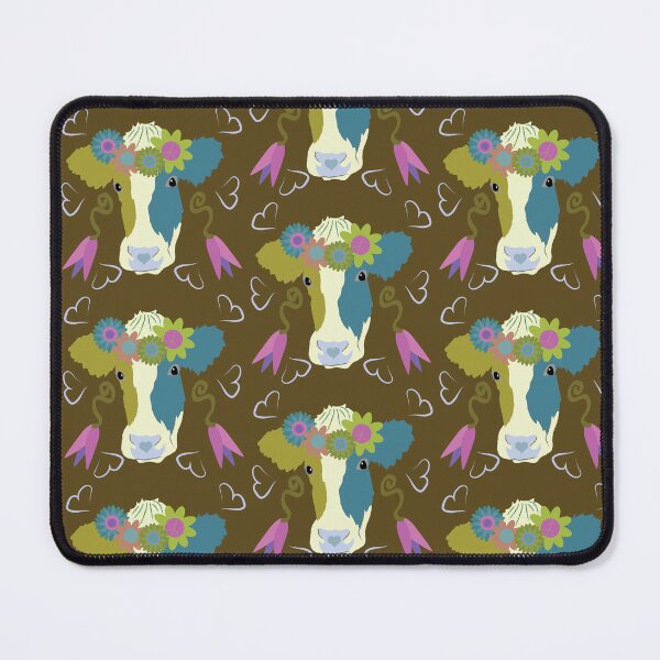 Item preview, Happy Holstein Olive & Teal on Brown designed and sold by Digitalmyth's Designs.