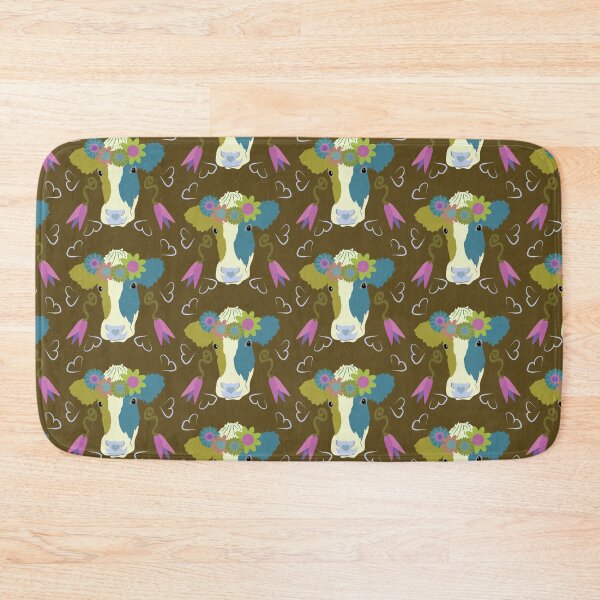 Item preview, Happy Holstein Olive & Teal on Brown designed and sold by Digitalmyth's Designs.