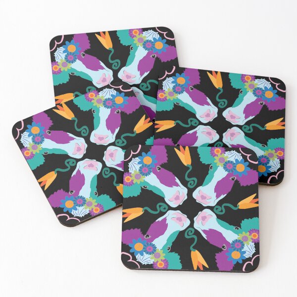 Item preview, Happy Holsteins Purple & Teal on Black designed and sold by Digitalmyth's Designs.