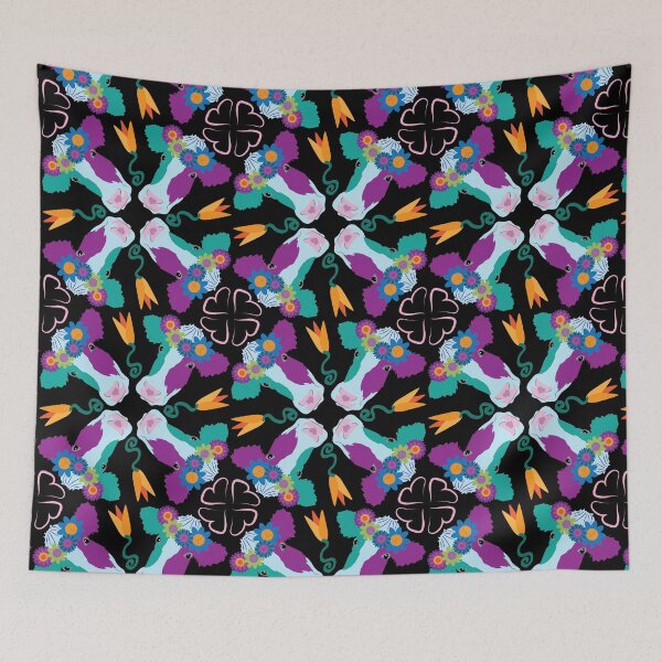 Item preview, Happy Holsteins Purple & Teal on Black designed and sold by Digitalmyth's Designs.