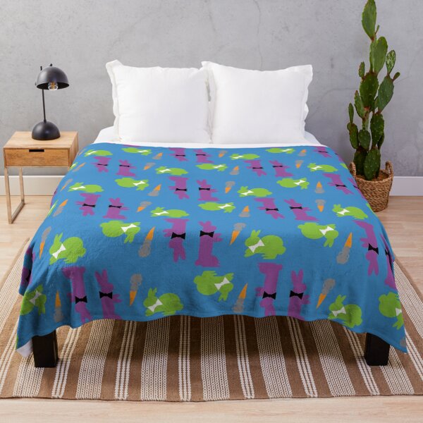 Item preview, Purple & Green Dapper Bunnies with Carrots on Blue designed and sold by Digitalmyth's Designs.