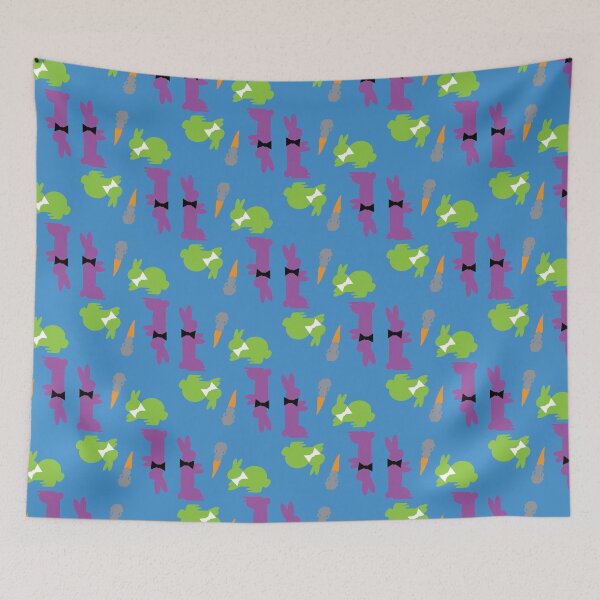 Item preview, Purple & Green Dapper Bunnies with Carrots on Blue designed and sold by Digitalmyth's Designs.