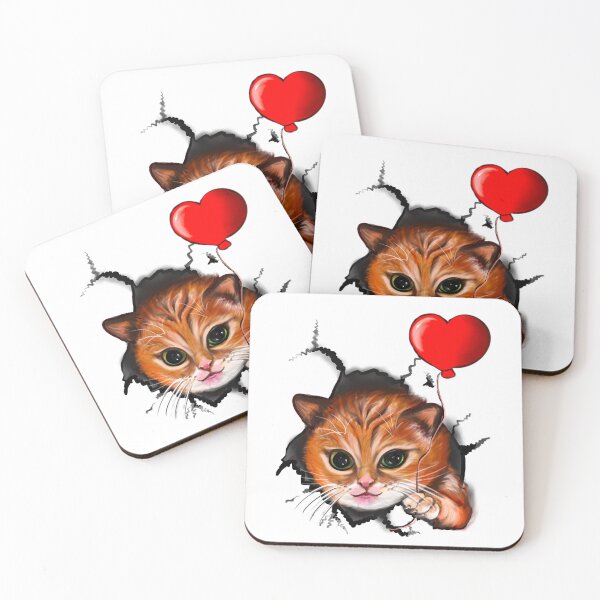 Item preview, Meowentine cat Valentines Day - with red love heart designed and sold by Artonmytee.