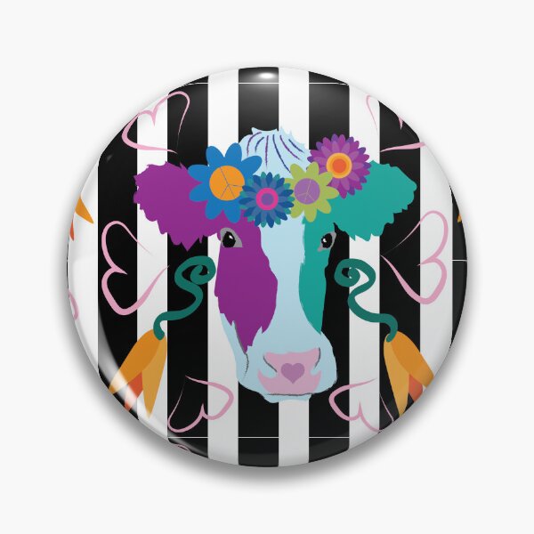 Item preview, Copy of Happy Holstein Purple & Teal on Black Vertical Stripes designed and sold by Digitalmyth's Designs.