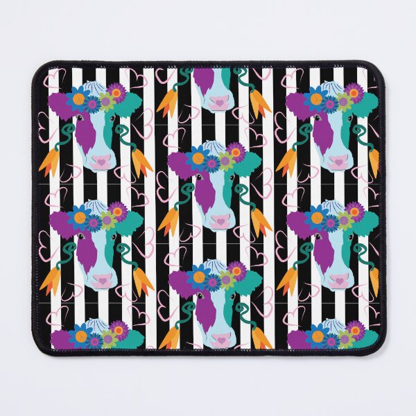 Item preview, Copy of Happy Holstein Purple & Teal on Black Vertical Stripes designed and sold by Digitalmyth's Designs.