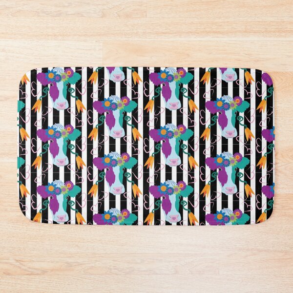 Item preview, Copy of Happy Holstein Purple & Teal on Black Vertical Stripes designed and sold by Digitalmyth's Designs.