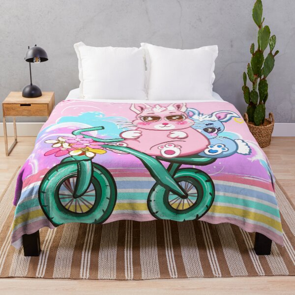 Item preview, Rabbit Bunnies soft life coquette aesthetic- Fluffy blue and pink bunny  Bunny rabbits on a bicycle cute pastel cottagecore  designed and sold by Artonmytee.
