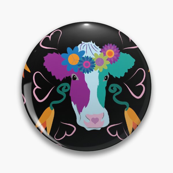 Item preview, Happy Holstein Purple & Teal on Black designed and sold by Digitalmyth's Designs.