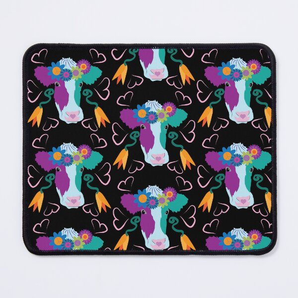 Item preview, Happy Holstein Purple & Teal on Black designed and sold by Digitalmyth's Designs.