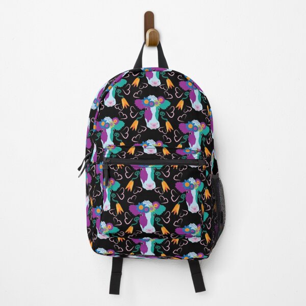 Item preview, Happy Holstein Purple & Teal on Black designed and sold by Digitalmyth's Designs.
