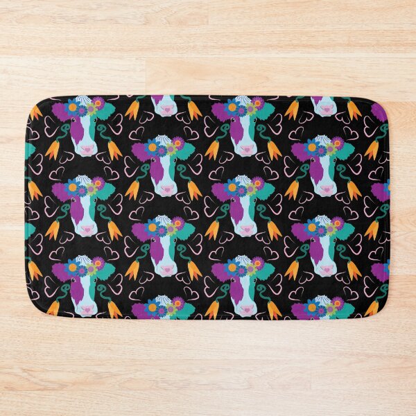 Item preview, Happy Holstein Purple & Teal on Black designed and sold by Digitalmyth's Designs.