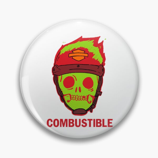 Item preview, COMBUSTIBLE - Arte de motociclista con calavera verde y casco rojo designed and sold by RNASstuff.