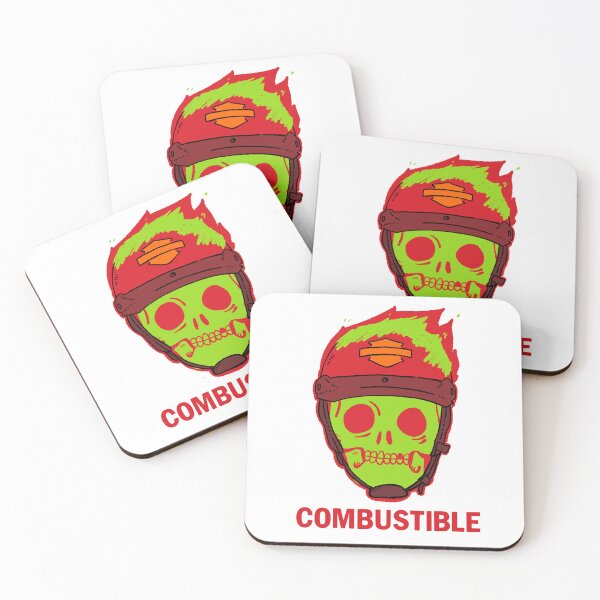 Item preview, COMBUSTIBLE - Green Skull in Red Helmet Biker Art designed and sold by RNASstuff.