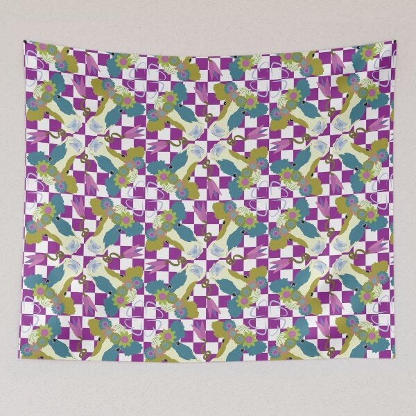 Item preview, Happy Holsteins Teal & Olive on Purple Checkered designed and sold by Digitalmyth's Designs.