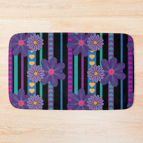 Item preview, Retro Floral Fantasy on Black & Jewel Tons Vertical Stripes designed and sold by Digitalmyth's Designs.