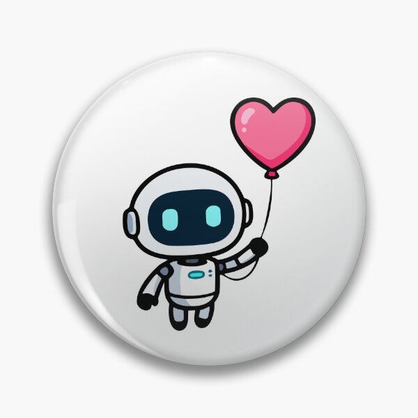 Item preview, Cute Robot with Heart Balloon - Kawaii Tech Love Character designed and sold by romyca creation_22.