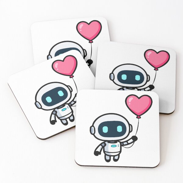 Item preview, Cute Robot with Heart Balloon - Kawaii Tech Love Character designed and sold by romyca creation_22.