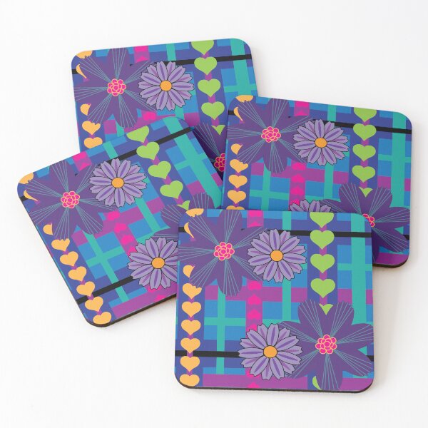 Item preview, Retro Floral Fantasy on Blue Plaid  designed and sold by Digitalmyth's Designs.