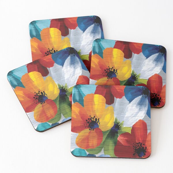 Item preview, Vibrant Abstract Floral Painting on Rustic Wood designed and sold by DGtaLrtcom.