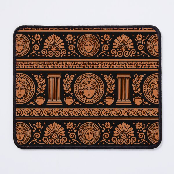 Item preview, Ancient Greek Meander Motif Seamless Pattern in Black and Orange designed and sold by optimusprime39.