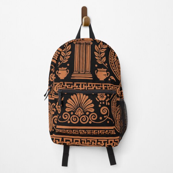 Item preview, Ancient Greek Meander Motif Seamless Pattern in Black and Orange designed and sold by optimusprime39.