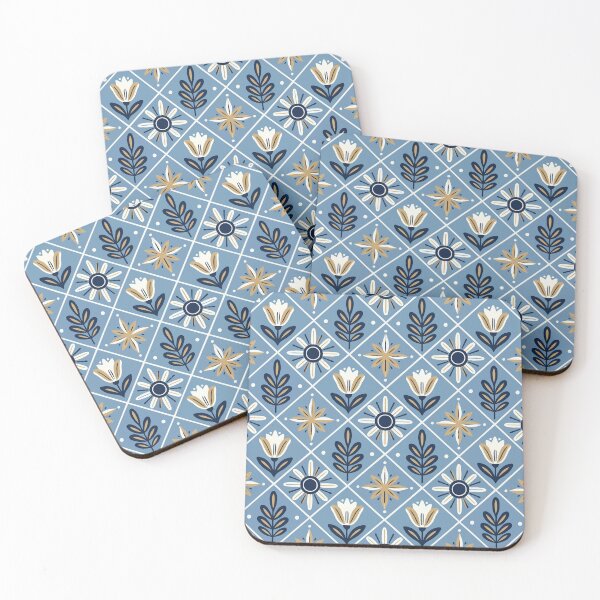 Item preview, Blue Gold White Tulip Tile Seamless Pattern Dutch Tile Style designed and sold by FRH Design ⭐⭐⭐⭐⭐.