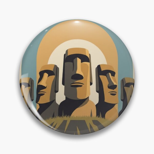 Item preview, Easter Island Moai Retro Travel Poster – Stone Heads Illustration designed and sold by wackyartwork.