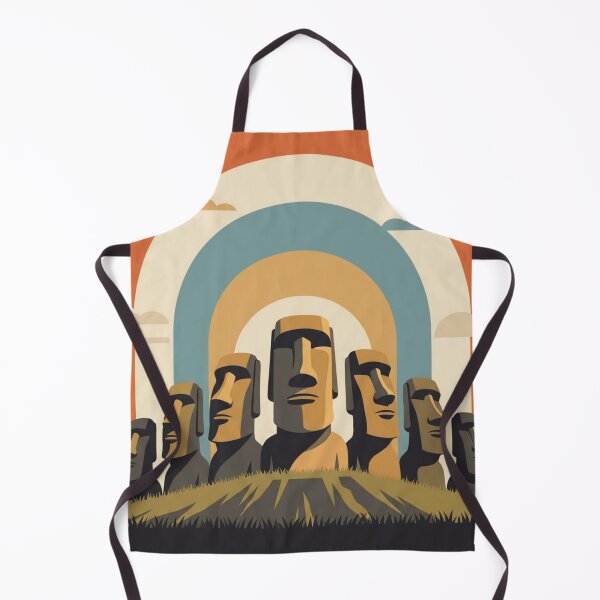 Item preview, Easter Island Moai Retro Travel Poster – Stone Heads Illustration designed and sold by wackyartwork.