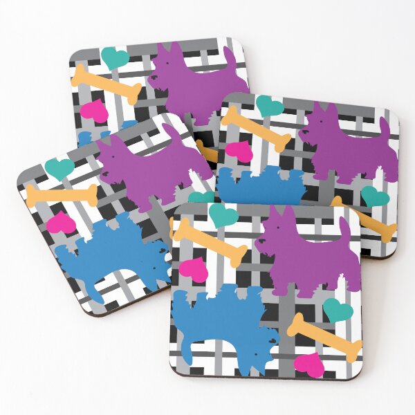 Item preview, Blue & Purple Puppy Love on Black & Gray Plaid designed and sold by Digitalmyth's Designs.