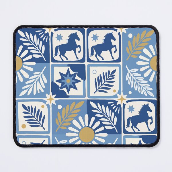 Item preview, Horse Mediterranean Tile Seamless Pattern Blue Ceramic Azulejo designed and sold by FRH Design ⭐⭐⭐⭐⭐.