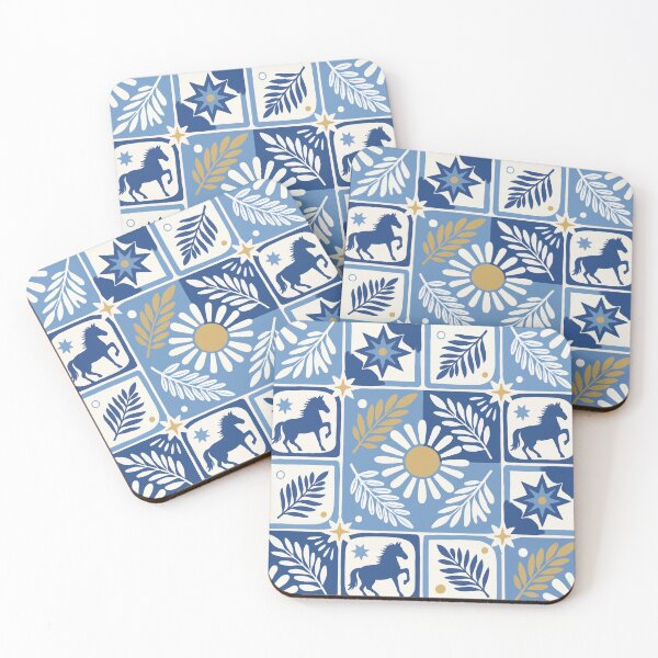 Item preview, Horse Mediterranean Tile Seamless Pattern Blue Ceramic Azulejo designed and sold by FRH Design ⭐⭐⭐⭐⭐.