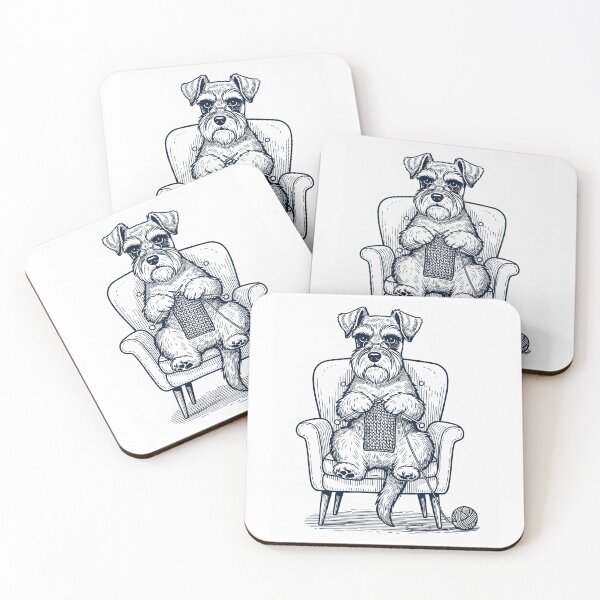 Aperçu de l'œuvre Chien Schnauzer miniature vintage tricoté, cadeau idéal pour les amoureux des chiens créée et vendue par DoodleTortle.