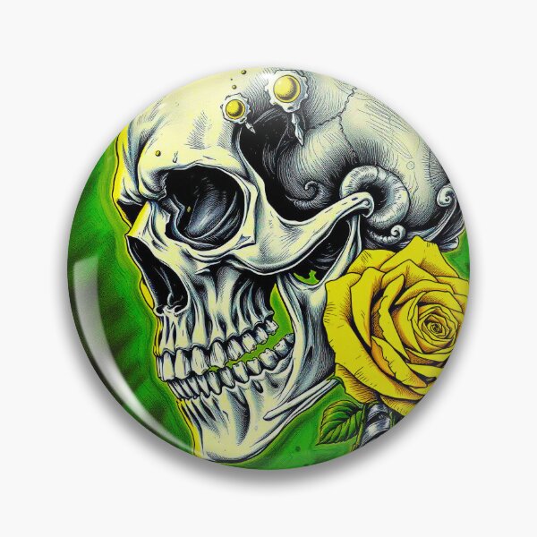 Item preview, Radioactive Skull with Yellow Rose designed and sold by texdeath4life.