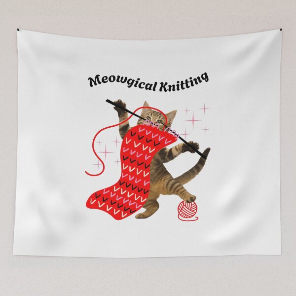 Item preview, Meowgical Knitting FunnyCat designed and sold by Sachie's Studio.
