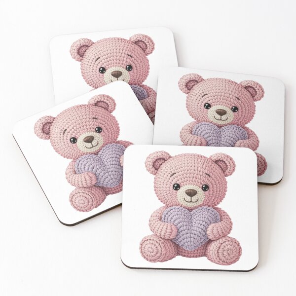 Item preview, Sweet Pastel Crochet Bear with Heart | Cute Amigurumi Teddy Illustration designed and sold by SoftLoopStudio.