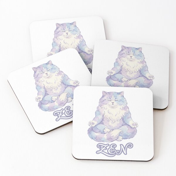Item preview, Meditating Zen Cat watercolor pastel whimsical designed and sold by chattsuede.