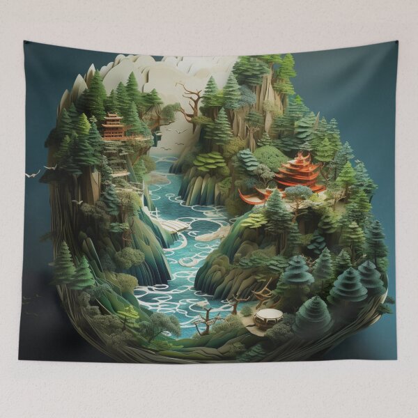 Item preview, 3D Ancient Asian Landscape Art designed and sold by NDMDesignStudio.