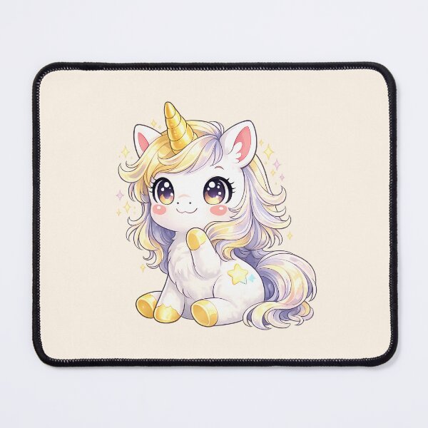 Item preview, Kawaii white and gold chibi unicorn – Sweet and magical illustration designed and sold by FloreDreamStudio.