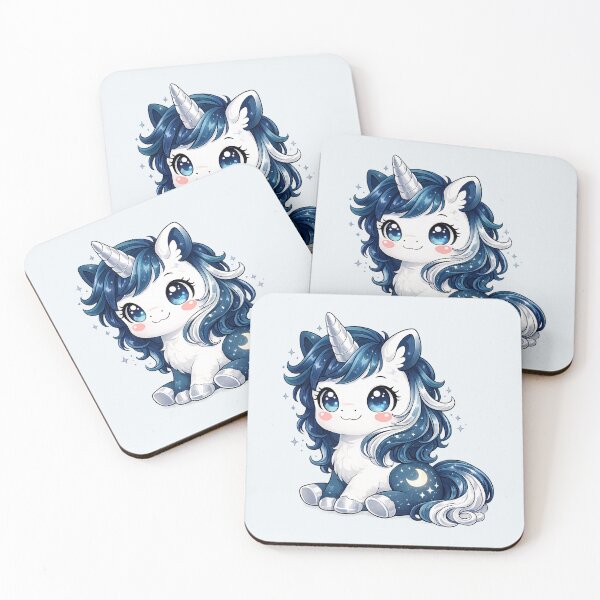 Item preview, Kawaii chibi unicorn starry night – Magical and celestial illustration designed and sold by FloreDreamStudio.