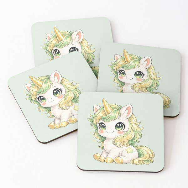 Item preview, Kawaii pastel green chibi unicorn – Sweet and magical illustration designed and sold by FloreDreamStudio.