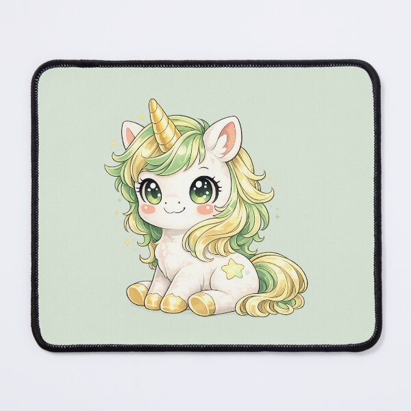 Item preview, Kawaii pastel green chibi unicorn – Sweet and magical illustration designed and sold by FloreDreamStudio.