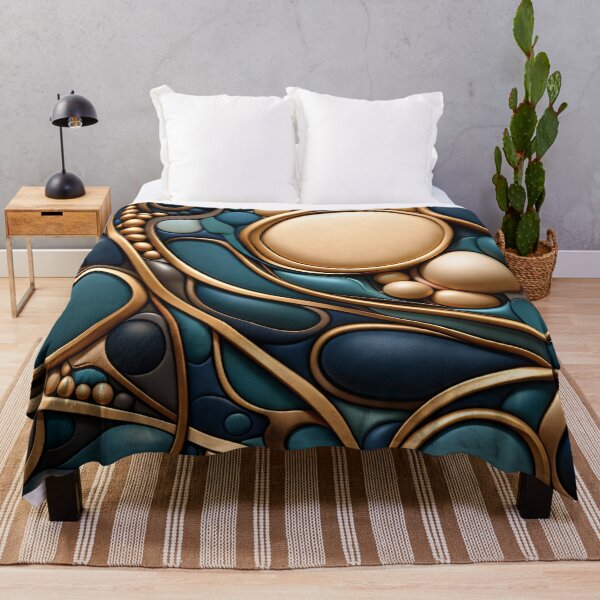 Item preview, Teal & Gold Abstract Orbs designed and sold by Kaleidoscope Print.