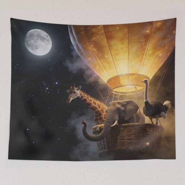 Item preview, Elephant, Ostrich, and Giraffe Hot Air Balloon Ride   designed and sold by Whimsical Art by Angela.