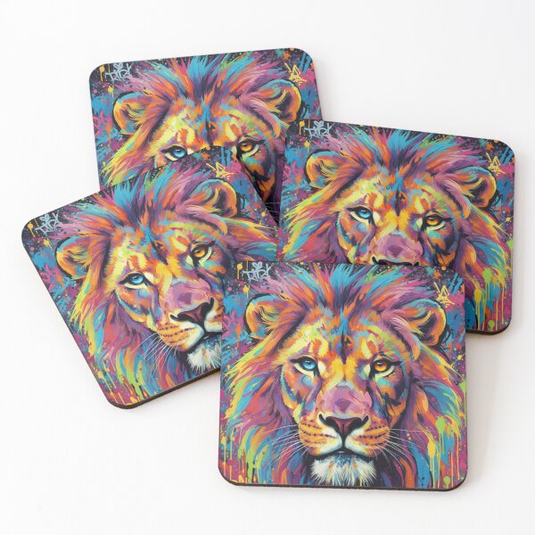 Item preview, Spectrum King: Neon Graffiti Lion, Psychedelic Urban  Vibrant Street Art Portrait designed and sold by Rose Collection Shop.