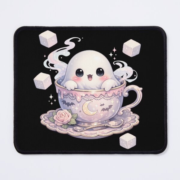Item preview, Sugar Cube Spirit — Cute Ghost in a Spooky Teacup designed and sold by Mouraludia.