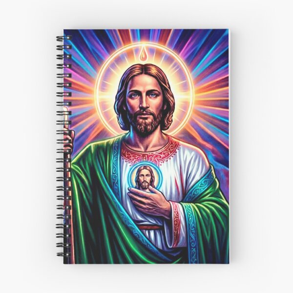 Item preview, San Judas Tadeo Neon Glow – Modern Sacred Catholic Artwork designed and sold by StickersArcoiris.