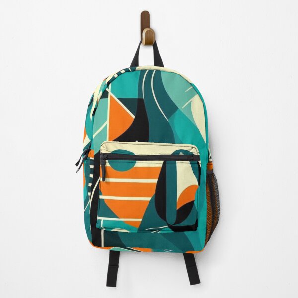 Item preview, Mid-Century Modern Geometric Cat – Retro Teal & Orange Illustration designed and sold by ashokreddy343.